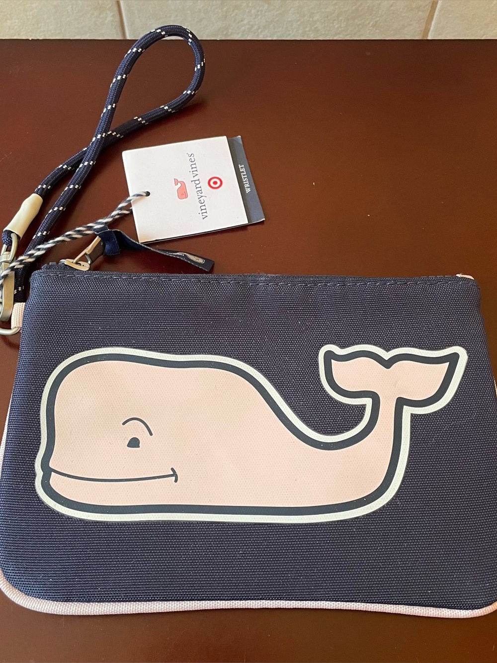 NWT VINEYARD VINES x TARGET BLUE WHALE WRISTLET Wallet Pouch Bag Clutch w Strap